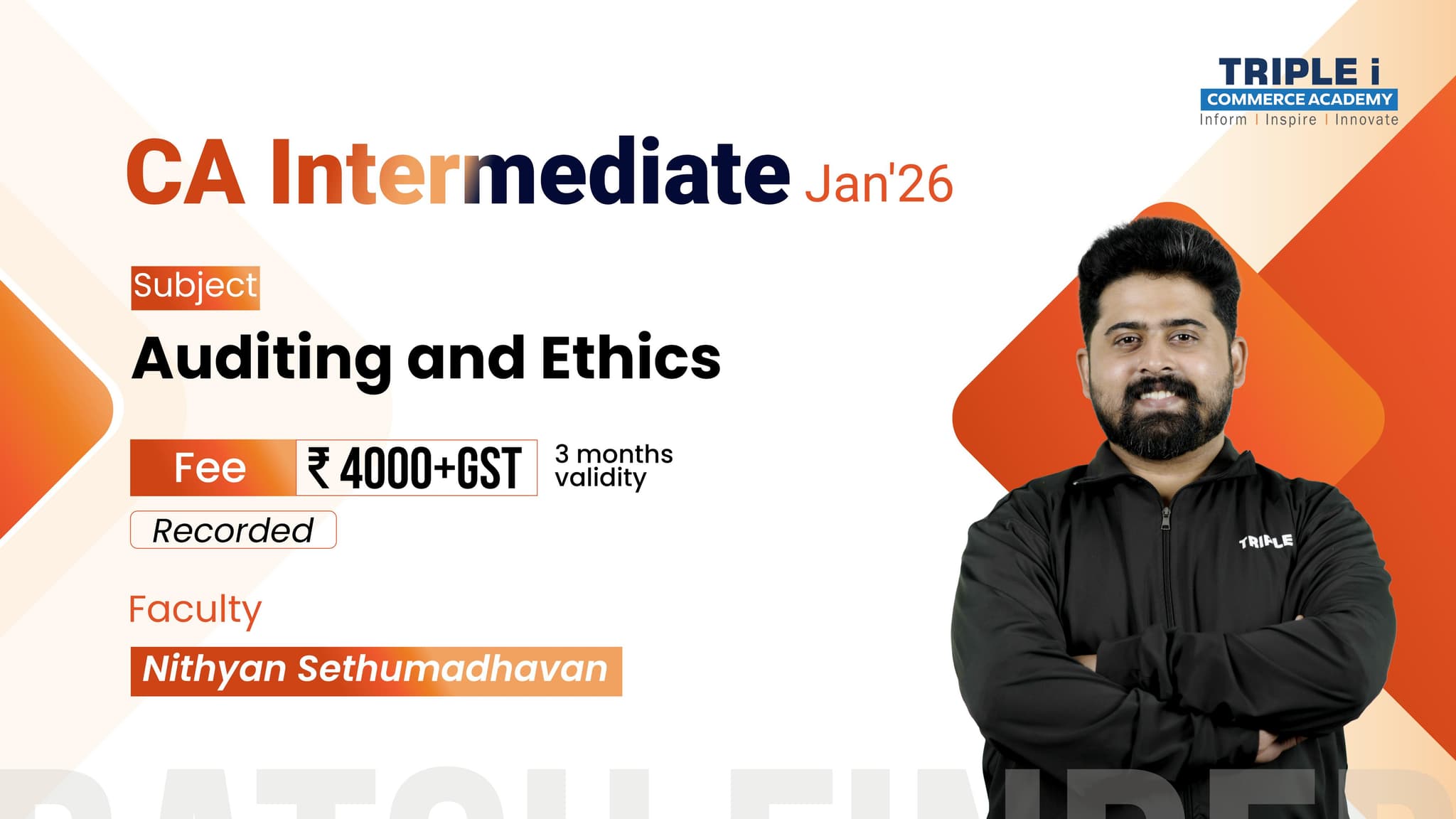 Course thumbnail for CA Inter - Auditing -  Nithyan Sethumadhavan-3 Months