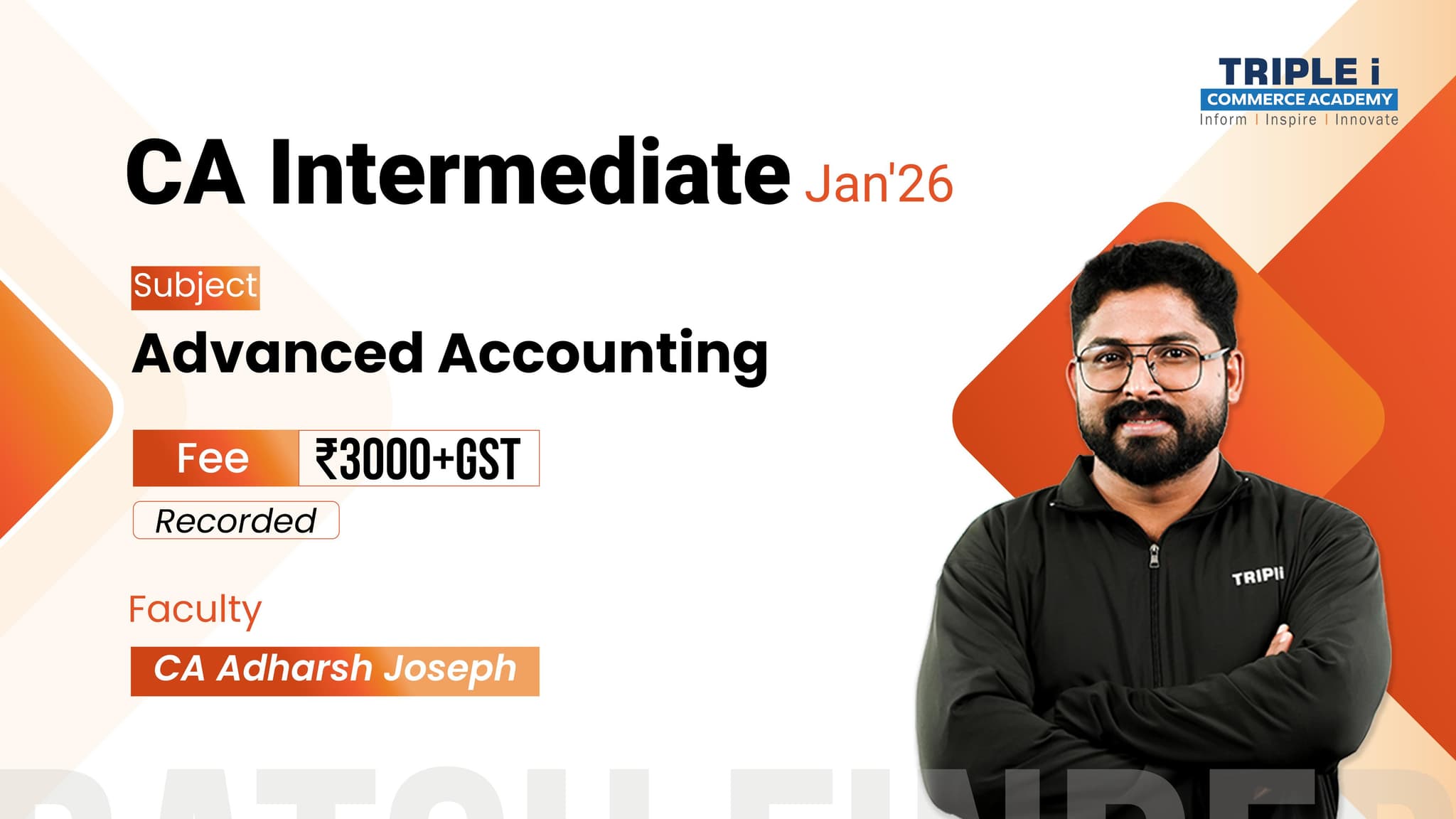 Course thumbnail for CA Inter - Adv. Accounts - Jan'26 - CA Adharsh Joseph